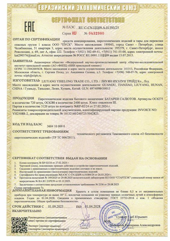 Сертификат соответствия № 0432980 — Москва | piro.ru